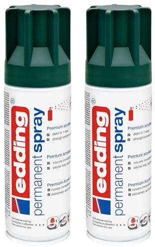 EDDING Lot de 2 Sprays 200ml Peinture Permanent 5200 Vert Mousse Mat