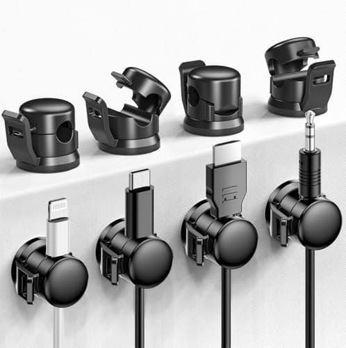 LOTUNY 8 Stück Kabelhalter, Kabelorganisator, Kabel glatt verstellbar selbstklebend Kabelhalter für Kabelmanagement, Telefon-USB-Ladegerät-Kabelhalter für Zuhause, Büro, Auto, Wand, Schreibtisch