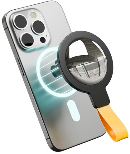 CHOWDOLANG Magnetischer Handy-Selfie-Spiegel, tragbarer Make-up-Spiegel für iPhone 15/14/13/12, MagSafe-Hüllen und alle Smartphones, konvexer Weitwinkelspiegel für Vlogging/Selfies/Videoaufnahmen