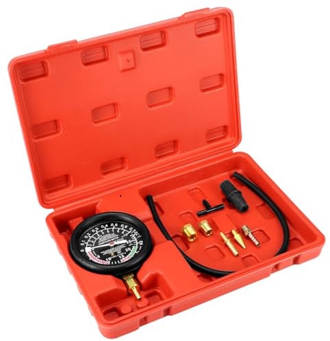QWORK® Fuel Pump Vacuum Tester Gauge, 0-10 PSI Carburetor Valve Pressure Tester, Performs Precise Vacuum And Pressure Testing, Suitable For A Variety Of Car Models