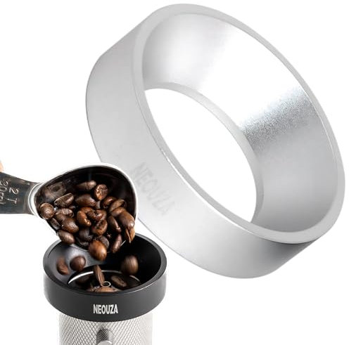 NEOUZA Manual Coffee Grinder Funnel Ring, Compatible with Most Hand Grinders, Aluminum Pour Over Coffee Accessories (Silver)