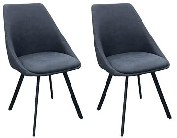 byLIVING Esszimmerstuhl 2er Set Jasper/Vintage Mikrofaser anthrazit/Gestell Metall schwarz matt/Sitzschale 360° drehbar/Esszimmerstuhl/B 55, H 85, T 59 cm