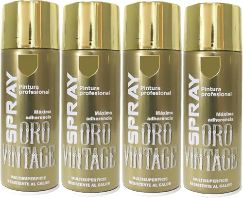 MORE FREE-Pintura Spray Especial Oro Vintage Multicolor Profesional 400ml Adecuado Metal Madera y Plástico Pack de 4 unidad