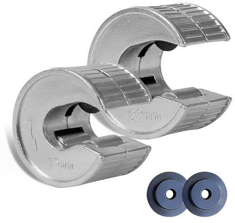 MEETOZ Pipe Cutter 15mm and 22mm Set Copper Pipe Slice Tube Cutter Zinc Alloy Body 2 Replacement Tube Cutting Wheels