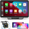 TOUTBIEN CarPlay Voiture, Portable CarPlay & Android Auto sans Fil avec 1080P Caméra de Recul, Stéréo de Voiture 7 Pouces IPS Écran Tactile avec Navigation, Assistant Vocal, Bluetooth, FM, Mirror Link