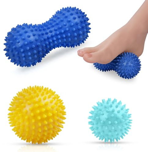 URAQT Set unique de 3 balles de massage différentes,Massage de Trigger Point, Boule Myofasicale, Boule d'exercice,Balle de Massage Pour Masser les Pieds,dos,épaules,Bras,Bleu Foncé