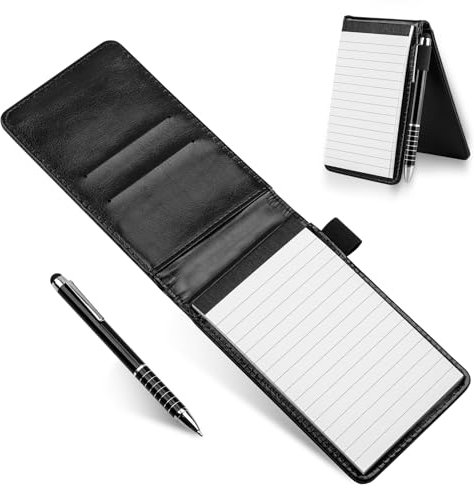 Labmilon Klein Mini Notizbuch mit 2 Minen, Notizblöcke, A7 Kleiner Pocket Notizblock mit Stift für Büro, Schule, Aktivitäten Freien(Schwarz)
