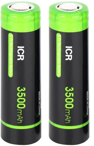 Piles 3.7v Rechargeables 3500mAh Batterie 3.7V Rechargeable Haute Capacité Tête Plate Batterie Rechargeables pour Lampes de Poche, Lampe Frontale (2Pcs)