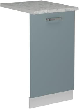 Vicco Geschirrspülblende R-Line, Geschirrspüler Fronttür, Blau-Grau, 45 cm, AP Marmor