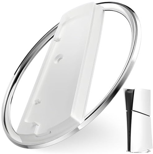 NHQZ 1 pièce Socle Slim Vertical pour PS5 Slim Disc & Digital et Pro, Support Vertical Compatible avec Play Station 5 Slim Console, Support pour Console avec Tapis Antidérapant et Vis(blanc)