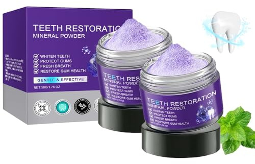 Zahnpulver Gegen Verfärbungen, 2 Stück Teeth Whitening Powder, Zahnreparatur Mineralpuder, Zahnweiss Pulver fur Frischer Atem, Effektiv bei der Stärkung von Zähnen und Zahnfleisch (100G)