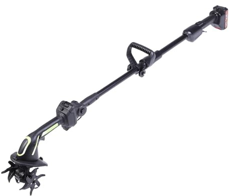 Pssopp Motozappa Senza Fili, Lame in Acciaio Al Manganese, Motozappa Elettrica da Giardino Alimentata a Batteria Larghezza di Lavorazione da 3,9 Pollici per la Coltivazione di Prato e Terreno (Spina