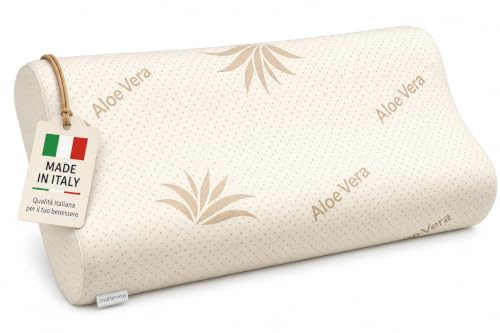 Tessiharmony Nackenkissen zum Schlafen aus Memory-Schaum, orthopädisch, doppelwellig, ideal für Nackenstütze, ergonomisch, atmungsaktiv und hypoallergen, mit Aloe-Vera-Bezug, milbendicht, waschbar