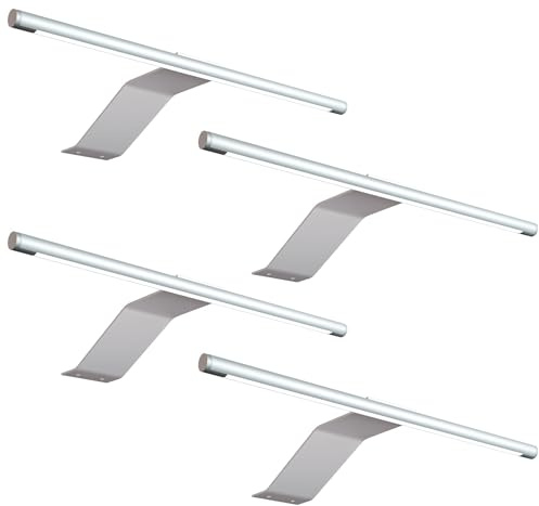kalb | LED Aufbauleuchte, 340x170x40 mm, Schrankleuchte mit LED Modul, 12VDC, 4 W, 230 lm pro Leuchte, mit Schalter und Netzteil, silbergrau, für Schränke (Silbergrau, 4er Set, Neutralweiß)