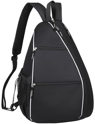 TONGIHS 1 PCS Pickleball Bag, for Tennis, Badminton Equipment, Black | Oxford cloth,42x28x13cm,with a crossbody strap&hook,Multi-pocket,Compartmentalised design,for crossbody bags,Rucksacks