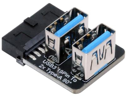 cablecc USB 3.0 Motherboard 19/20pin Box Header Slot to 10Gbps Dual USB 3.0 Type-A Adapter Forward Angled Vertical Type