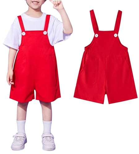 Kids Girls Boys Solid Spaghetti Strap Short Overalls Youth School Preppy Loose Soft Sleeveless Jumpsuit Clothes Summer Lightweight Cute Comfy Fit Dungarees Casual Sports Vacation