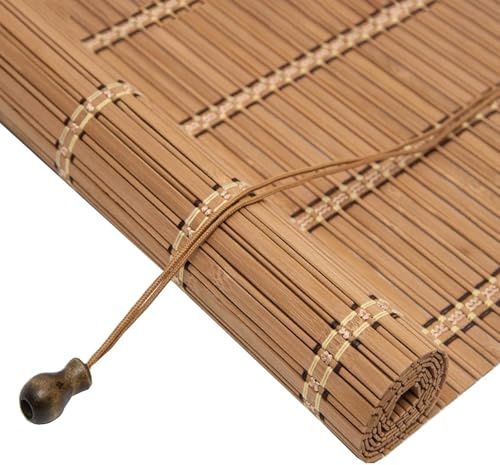 Bambusrollo Aussenbereich Bambus Rollo Ohne Bohren 50 60 80 100 120 140 150 160 170cm Breit Sichtschutz Rollo Fenster Sonnenschutz Jalousien Innen Außen Bambus Raffrollo Mit Lifter(Carbonized)