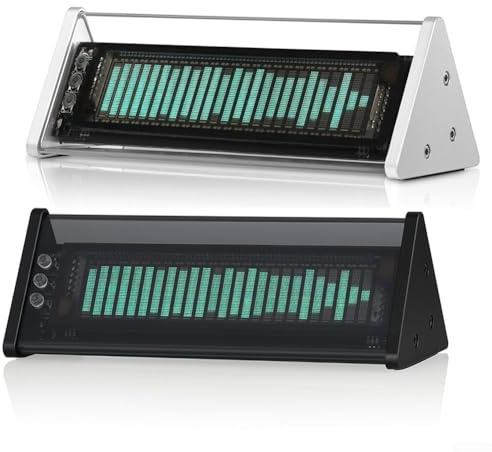 VFD Audio Analyzer mit Uhr | Musik-Visualizer-Display | 5.0 Empfänger | AUX Selector Box | Einstellbare Verstärkung | Fernbedienung | Für CNC (schwarz)