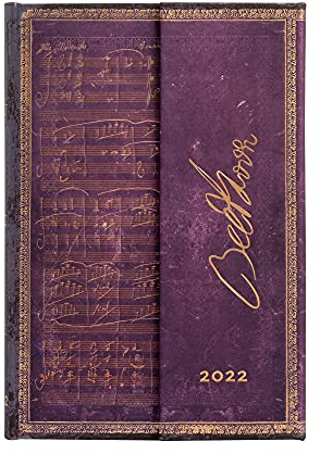 Paperblanks 12-Monatskalender 2022 Beethoven, Violinsonate Nr. 10 | Verso | Mini (100 × 140 mm)