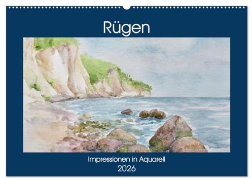 Rügen Impressionen in Aquarell (Wandkalender 2026 DIN A2 quer), CALVENDO Monatskalender: Rügen, Deutschlands größte Insel mit faszinierender Natur und malerischen Landschaften. (CALVENDO Kunst)