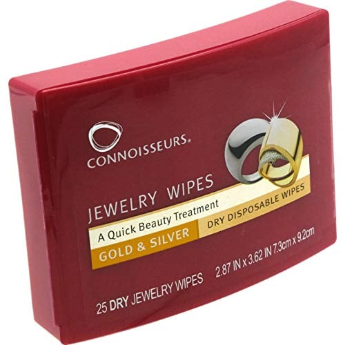 Connoisseurs Poliertuch Schmuck | 25 Tücher | Gold- & Silberschmuck Reiniger | Silberputztuch | Schützende, Trockene, Ungiftige Einwegtücher