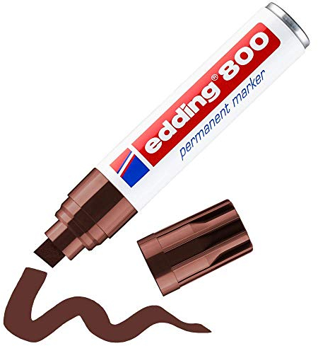edding 800 Permanentmarker - braun - 1 Stift - Keil-Spitze 4-12 mm - für breite Markierungen - wasserfest, schnell-trocknend, wischfest - für Karton, Kunststoff, Holz, Metall, Glas
