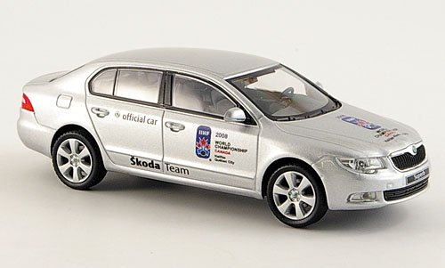 Skoda Superb II, met.-silber, Eishockey-Weltmeistertitel, Modellauto, Fertigmodell, Abrex 1:43