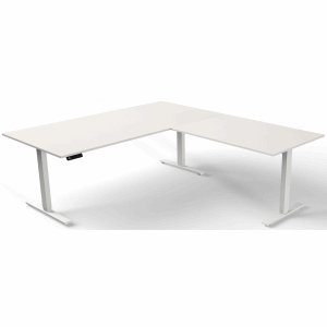 Kerkmann Schreibtisch Move 3 elektr. höhenverstellbar BxT 200x220cm + Anbautisch weiß