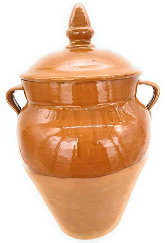 Tinaja de barro para aceitunas con tapa 18l. 55cm.