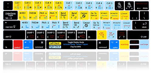 MMDW English Silicone Serato Scratch LIVE Shortcuts Hotkey Keyboard Cover Skin for MacBook Pro with Touch Bar 13-inch 15-inch(Model A2159,A1989,A1990,A1706,A1707) (2019-2016)USA Layout Protective Skin