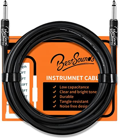 BestSounds Guitar Cable 3M, Electric Amp Cord Instrument for Acoustic Guitar Bass Keyboard Amplifier and Pro Audio (Straight to Straight)