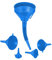 Relaxdays Trichter Set, 5 Größen, Flexibler Schlauch, entnehmbares Sieb, Auto Öltrichter, universell, Kunststoff, blau