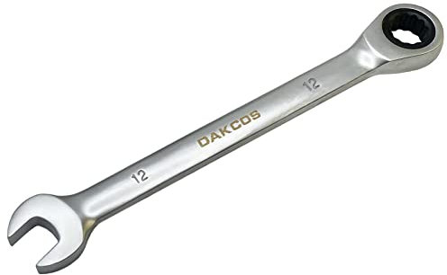 DAKCOS Fixed Head Ratchet Spanner 12mm Ratcheting Combination Wrench Chrome Vanadium Steel