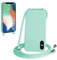 SLWYF Compatible with iPhone X/iPhone XS Crossbody Lanyard Case, Liquid Silicone Protective Phone Case with Strap Adjustable Neck Cord Necklace Soft Cover for iPhone X/iPhone XS, Mint Green