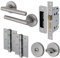 EAI Olbia Bathroom Door Handle Kit – 80mm Lock & 102mm Hinges - Satin Nickel