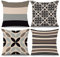 ASDCXZ Boho Kissenbezug 50x50 cm 4er Set, Geometrische Gestreifte Beige Grau Schwarz Sofa Dekokissen Kissenbezüge Kissenhülle Polyester Flachs Textil Kopfkissenbezug Kissen Bezug, 1437-51
