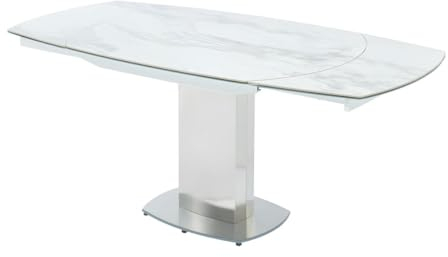 Venta-Unica - Table de Salle à Manger Extensible TALICIA - 4 à 6 convives - Céramique et Acier