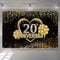Happy 20th Anniversary Dekoration Banner, 20th Wedding Anniversary Party Supplies Stoff Schild Poster, Schwarz und Gold Hintergrund Dekor Foto Hintergrund Willkommen Schild, 150 cm x 90 cm