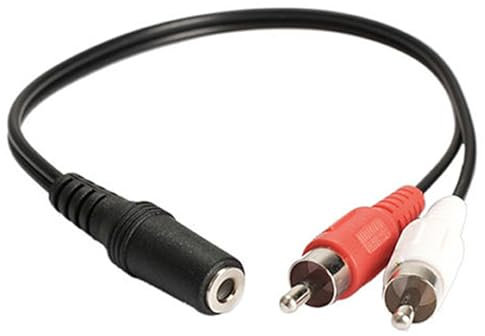 ulafbwur 3.5mm 1/8'' Stereo Female to 2 Male RCA Jack Adapter Aux Audio Y Cable Splitter Flimikun