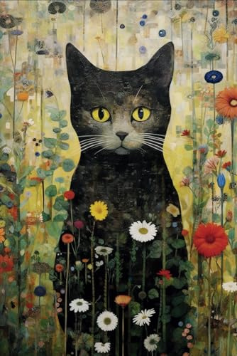 Klimt’s Kitty: Gustav Klimt Inspired Art Black Cat Notebook | Cat Themed Gift: Diary: 6 x 9, 120 Lined Pages