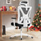 DoChair Bürostuhl, Ergonomisch Schreibtischstuhl, Hoher Rücken Drehstuhl mit Lordosenstütze, Verstellbarer Kopfstütze Armlehne, Büro Stuhl Höhenverstellbar, Chefsessel 150 kg(Weiß)