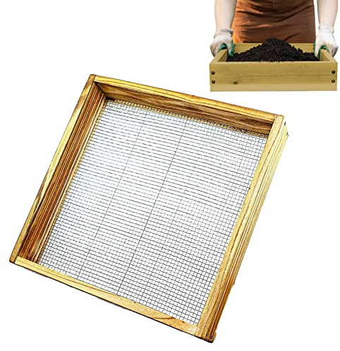 macto Setaccio per Terreno, Setaccio per Terreno, Setaccio per Ghiaia in Legno, Legno, Setacciatura A Mano per Terreno, Filtro per Sporco, Trappola per Sporco, Spiaggia, Sabbia, Ghiaia, Setaccio