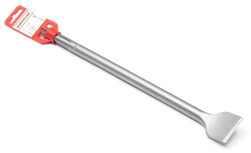 WERHE Profi SDS Max Abgewinkelter Spatmeißel Flachmeißel 50 x 400 mm - Breitmeißel Flach Breit Meißel - Fliesen entfernen