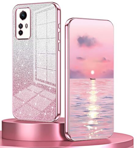 BORYA Funda para Xiaomi Redmi Note 12S 4G, Ultradelgado Antigolpes Carcasa, Premium Silicona Suave TPU Estuche, Elegante Galvanoplastia Caso con Tarjeta de Lujo Brillo, Rosa