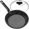 MICHELANGELO Frying Pan with Lid 30cm, Non Stick Pan with Nonstick Stone Coating, Healthy & Non-Toxic Granite Coating, Stone Fry Pan for Induction, Black