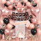 Geburtstagsdeko Rosegold Schwarz Deko Geburtstag Frauen Rosegold, Luftballons Geburtstag Rose Gold Happy Birthday Banner Folienballon Lametta Vorhang Party Deko Rosegold für Mädchen Geburtstag Deko