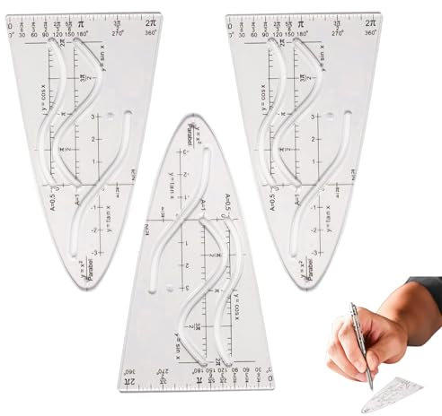 3 Stück Parabelschablone Mathe,Kurvenlineal Geometrie,Parabel Lineal Multifunktionales,Normalparabel Schablonen,MaßBestäNdigeundformstabile,Kurvenschablone für Studenten Büro Designer Malereif