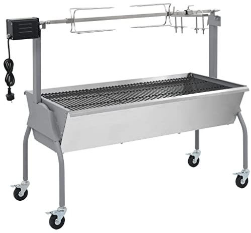 Genérico Parrilla De Barbacoa con Asador Y Motor Eléctrico, Barbacoas Plateado,40236