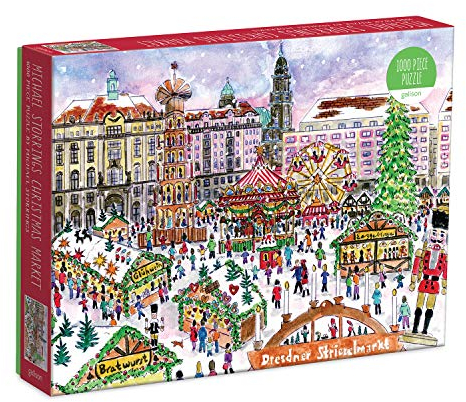 Galison 9780735366763 Michael Storrings Christmas Market 1000 Piece Puzzle, Dresden